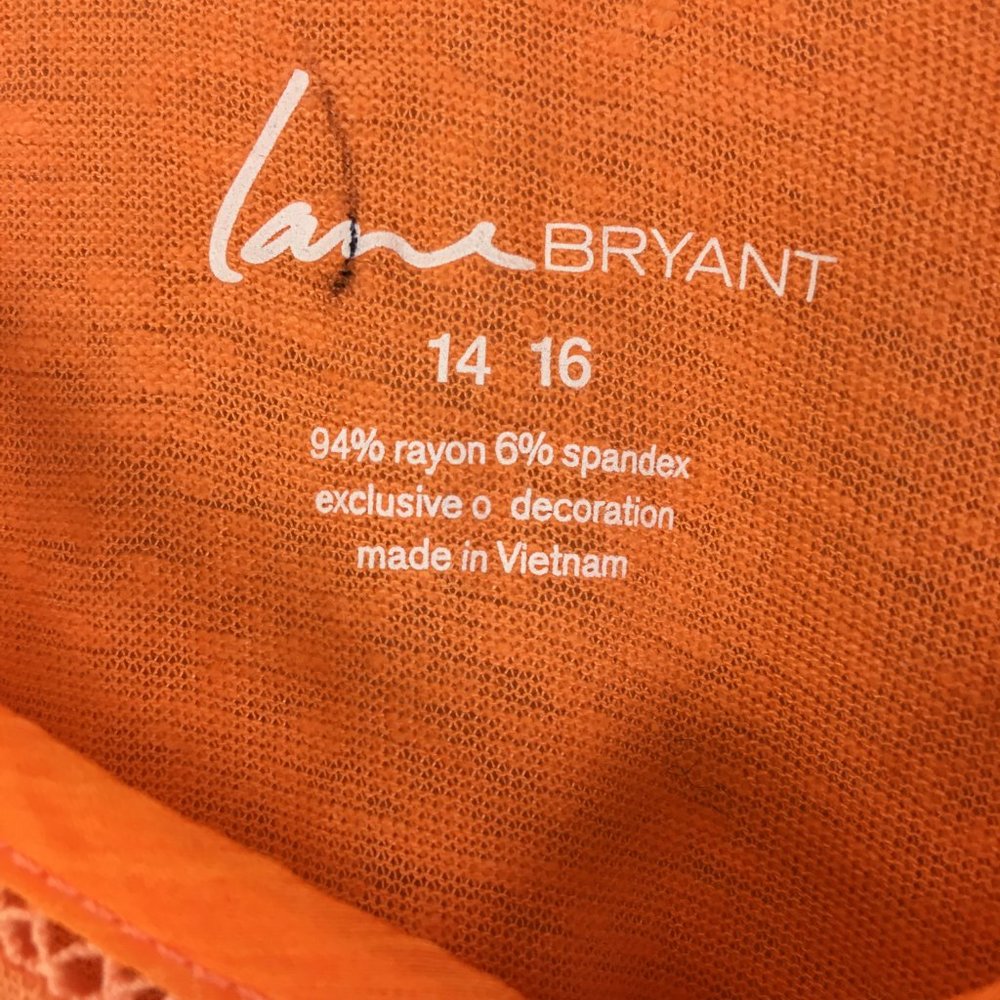 Lane Bryant Hot Orange Short Sleeve VNeck Slub Top - Picture 7 of 7